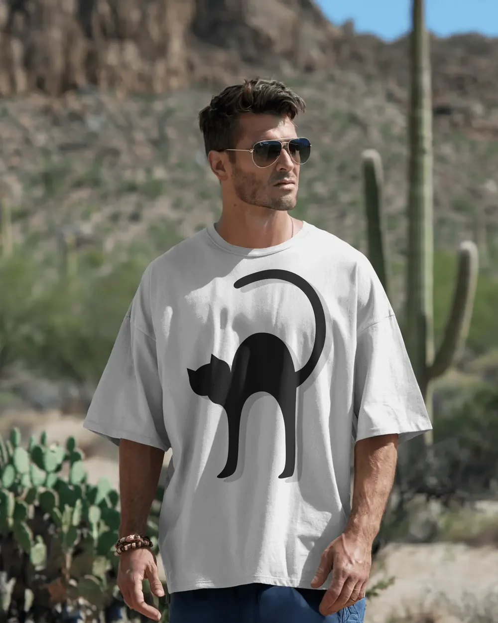 Black Cat oversized tee