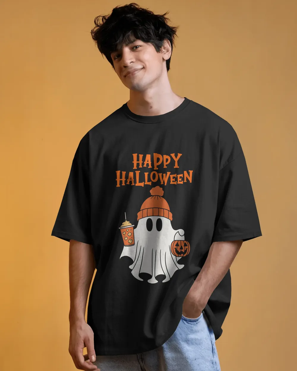 Happy Halloween Ghost oversized tee