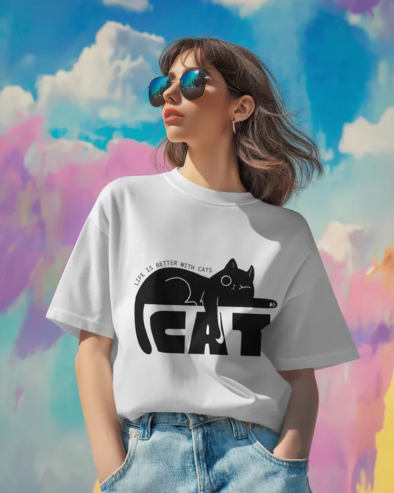 Life Is Better With Cats oversized tee
